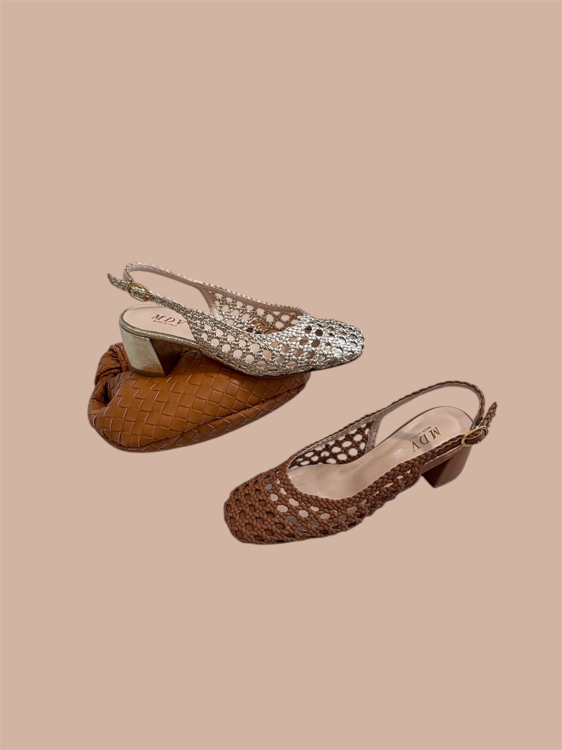 Slingback intrecciata tinta unita