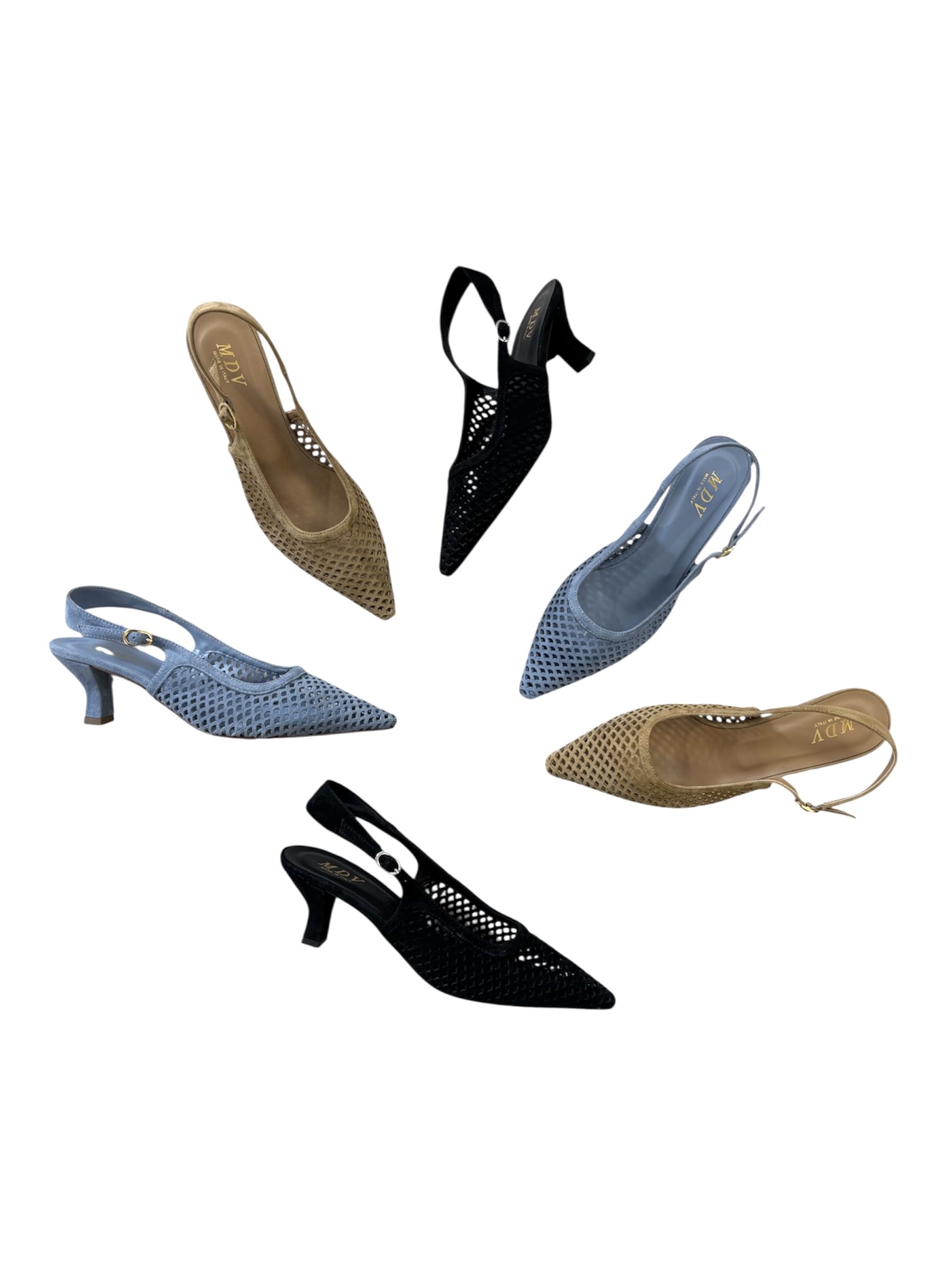 Slingback camoscio traforato