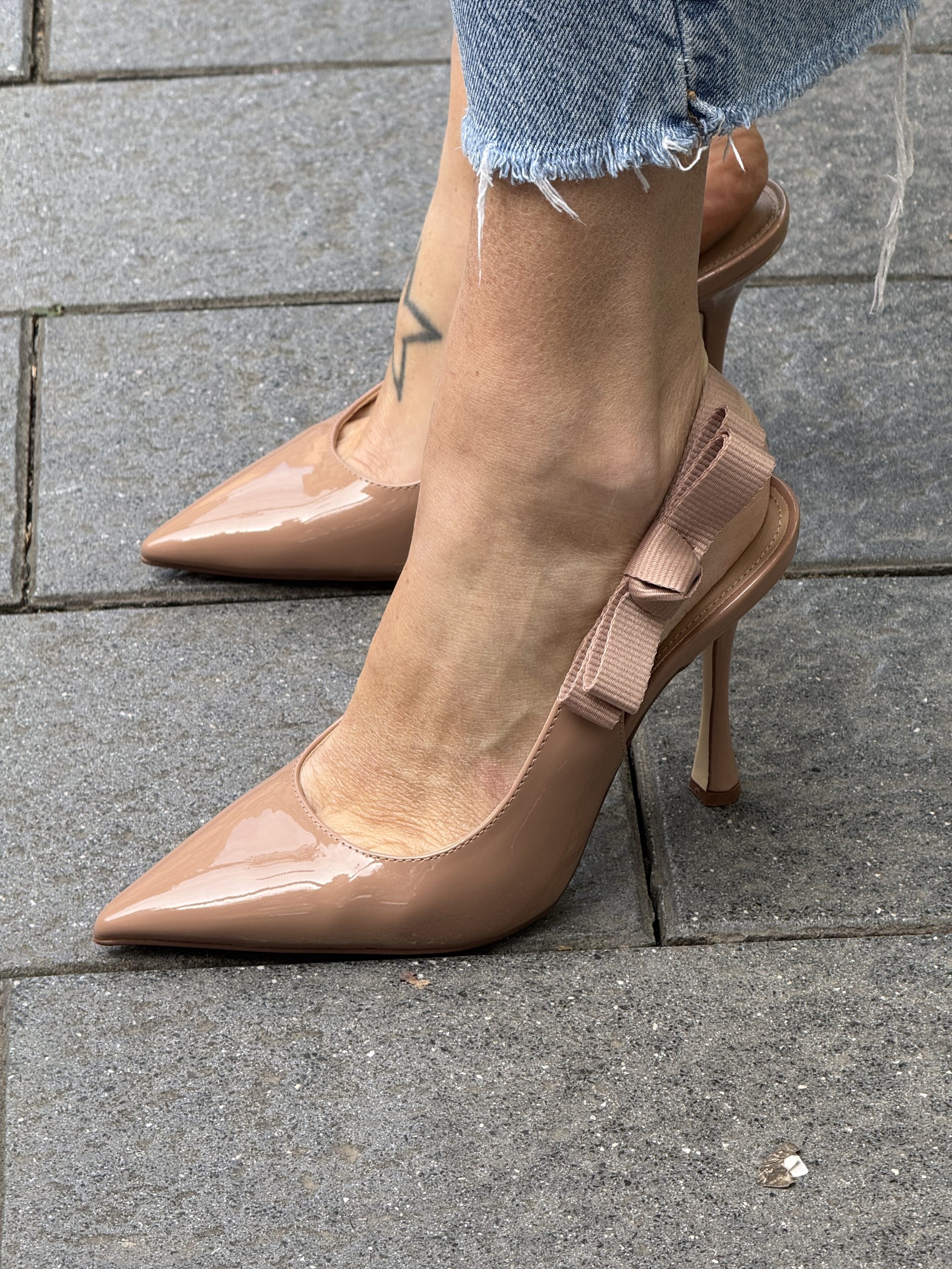 Slingback Nude tacco alto